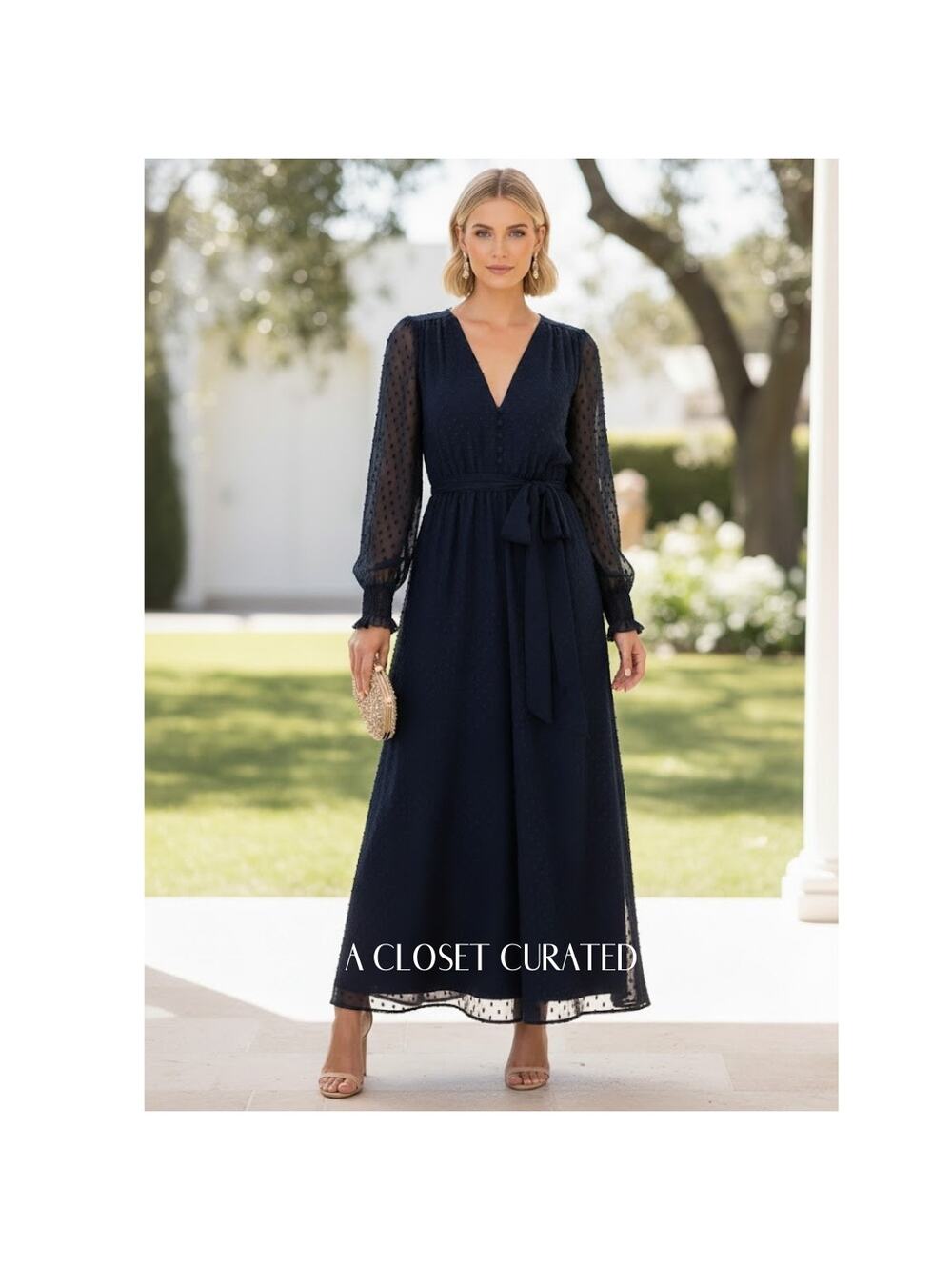 Birgitte Herskind Paula Metallic Maxi Dress 14 Blue NEW